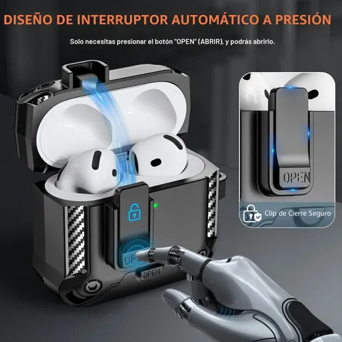 Vista 4 de Funda para AirPods 5/4 con cerradura y soporte para teléfono (negro)