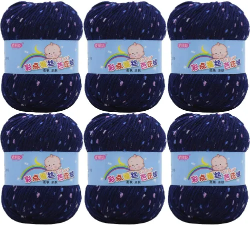 Vista 10 de Paquete de 6 hilos de ganchillo de algodón colorido para tejer suéter súper suave para mantas de bebé y ropa, sombrero, bufanda, 10.58 oz