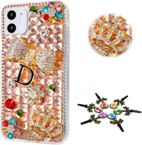 Vista 7 de Bling Funda compatible con iPhone 11, elegante, diseño de cristal con lazo hecho a mano en 3D, funda protectora compatible con iPhone 11 de 6.1