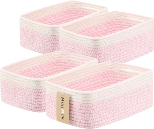 Vista 60 de MiniArk Cestas de almacenamiento pequeñas para organizar Contenedores organizadores de armario Cesta de juguetes para estante Cestas de cuerda