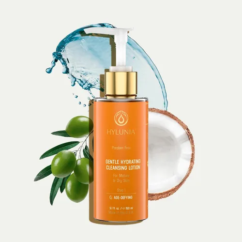 Vista 3 de Hylunia Loción limpiadora facial - 5.1 fl oz - con manteca de karité, suero de ácido hialurónico, zinc - Reparación natural de la piel vegana