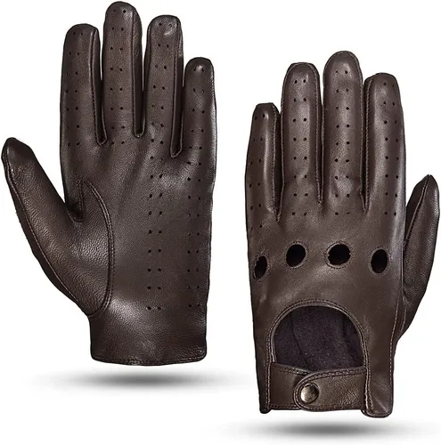 Vista 9 de MGGMOKAY Guantes de conducción de cuero con pantalla táctil sin forro para hombre