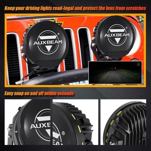 Vista 8 de Auxbeam Kit combinado de luces de conducción redondas de 7 pulgadas con cubiertas negras, 240 W, 24000 lúmenes, luces LED impermeables para todo