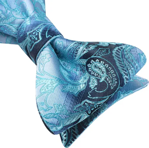 Vista 61 de HISDERN Pajaritas para hombre, corbatín de cachemira para hombre, corbata de lazo y bolsillo cuadrado, juego formal de esmoquin para boda