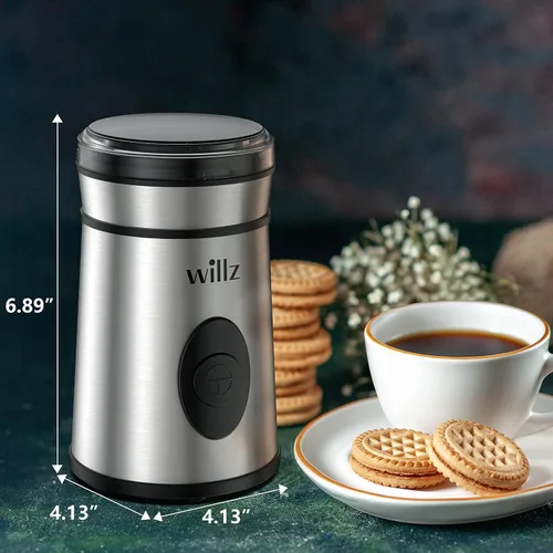 Vista 8 de Willz Molinillo de café eléctrico para granos de café, especias y hierbas con control de botón fácil de encendido/apagado, capacidad de molienda