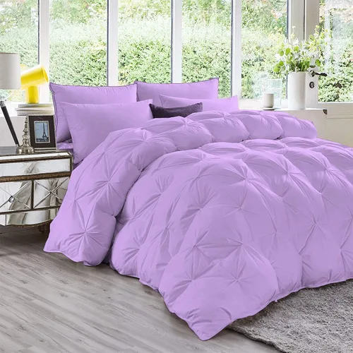 Vista 3 de Juego de edredón plisado de 3 piezas de 21.16 oz/m² para todas las estaciones (edredón + 2 fundas de almohada), relleno de edredón de algodón