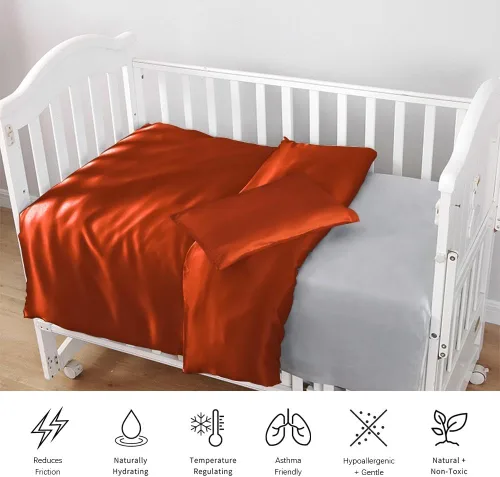 Vista 3 de PROMEED Funda de edredón de seda 100 % natural con cremallera oculta, ropa de cama de seda prémium de 23 momme para cabello y piel de bebé