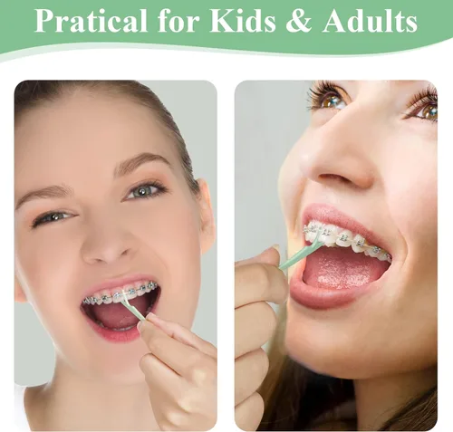 Vista 5 de 500 hilos dentales de ortodoncia para aparatos ortopédicos con dispensador de hilo dental, irrigadores dentales para adultos y niños, púas de hilo