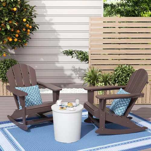 Vista 69 de WestinTrends Silla mecedora Malibu de poliéster para exterior/patio Adirondack, Negra