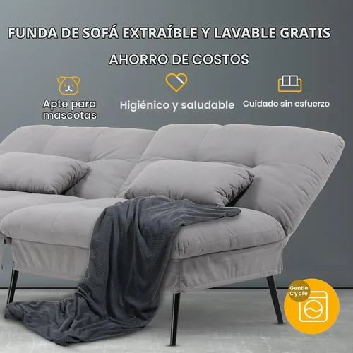 Vista 6 de COMHOMA Sofá cama convertible, sofá de tela de 68 pulgadas con respaldo ajustable, sofá biplaza reclinable, sofá cama, muebles de sala de estar