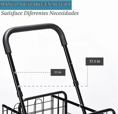 Vista 6 de IRONMAX - Carrito de compras plegable con mango ajustable, color negro