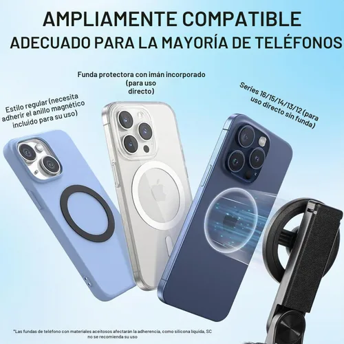Vista 5 de Trípode magnético para selfie stick universal con rotación de 360° 4 en 1 con control remoto inalámbrico, trípode Mag extensible portátil