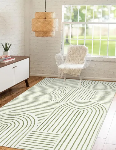 Vista 16 de Lahome Alfombras lavables abstractas, alfombra azul de 4 x 6 pies para dormitorio, guardería, suave, antideslizante, moderna, alfombra ultradelgada