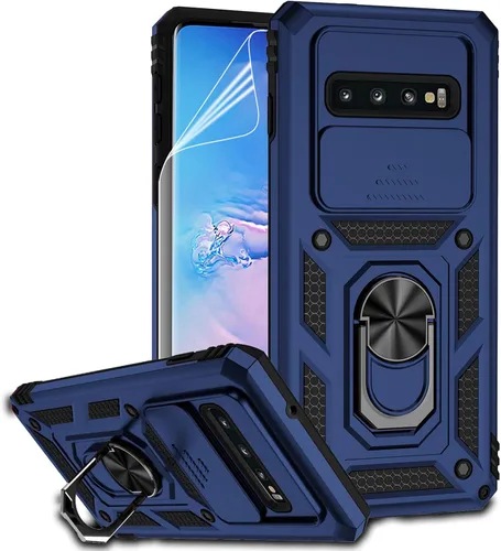 Vista 11 de Funda para Samsung Galaxy S10 con cubierta para lente de cámara, protector de pantalla HD, doble capa de grado militar, probada contra caídas