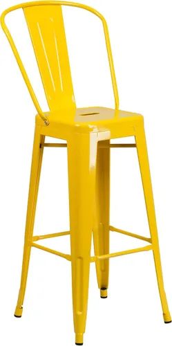 Vista 47 de Taburete Flash Furniture de bar, hecho de metal para interior y exterior, Metal, Negro