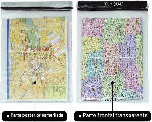 Vista 4 de YUMQUA Bolsas impermeables de gran tamaño, paquete de 3, soporte hermético transparente para documentos, mapa, cámara, teléfono celular, llave