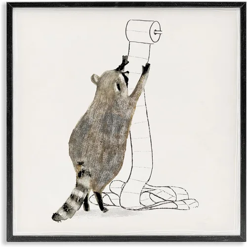 Vista 12 de Papel higiénico de mapache Humor, 12 x 12 pulgadas enmarcado Giclée Print Blanco costero (Texturado)
