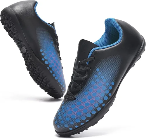 Vista 6 de LANDHIKER Tacos de fútbol para niños y niñas, zapatos de fútbol para interiores y niños pequeños y grandes