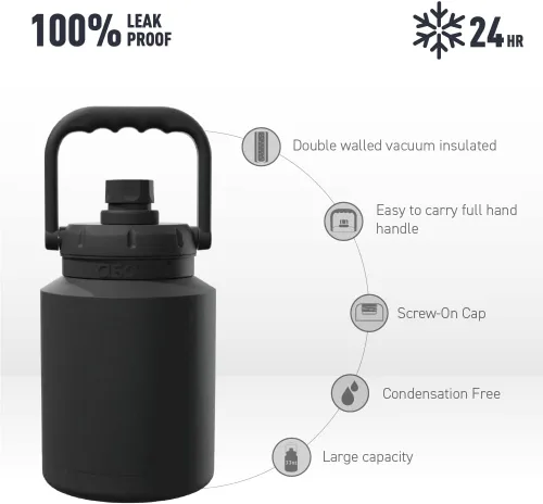 Vista 2 de Asobu Mini jarra de acero inoxidable de doble pared aislada al vacío de 33 onzas con asa de mano completa fácil de transportar y popote desplegable