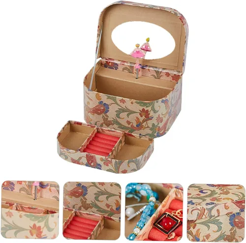 Vista 9 de Holibanna Caja Caja de regalo de música Bailarina musical Joyero organizador de joyas para niños Organizador de almacenamiento de joyas para niñas