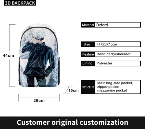 Vista 2 de HANDAFA Juego de 3 bolsas unisex Spy x Family de anime para cosplay mochila de hombro estuche para lápices Anya Green talla única Mochilas Daypack
