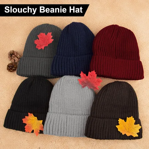 Vista 2 de Chalier Gorros de invierno para hombre, gorro de punto holgado, cálido y holgado