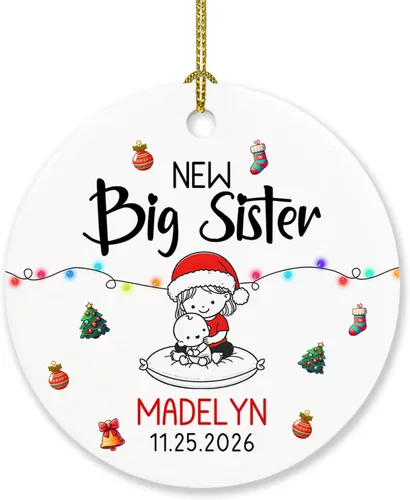 Vista 13 de Sister are Joined - Adorno de Navidad de corazón a corazón, adorno de Navidad personalizado con nombre de hermana, regalo para dos hermanas, adorno
