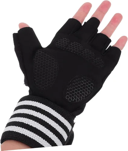 Vista 4 de TOYANDONA Guantes de gimnasio antideslizantes de medio dedo para levantamiento de pesas y fitness al aire libre, guantes de ejercicio transpirables