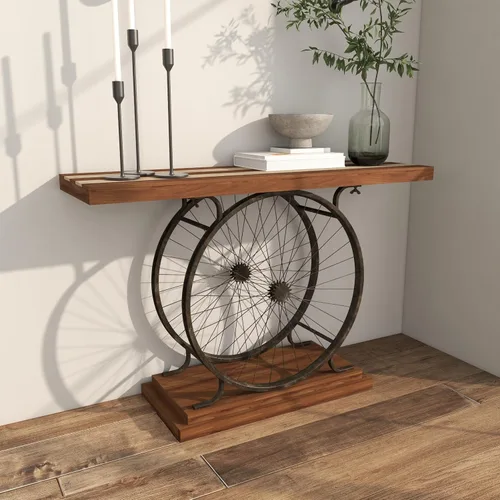 Vista 7 de Deco 79 Mesa consola industrial de madera y metal, 39 x 25 x 12 pulgadas