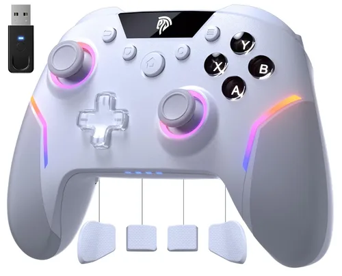 Vista 11 de EasySMX X20 Wireless Gaming Controller with RGB Backlit, 2-Stage Hall Effect Sticks, 1000Hz Polling Rate, 6-Axis Gyro on Multi-Platform, Mech