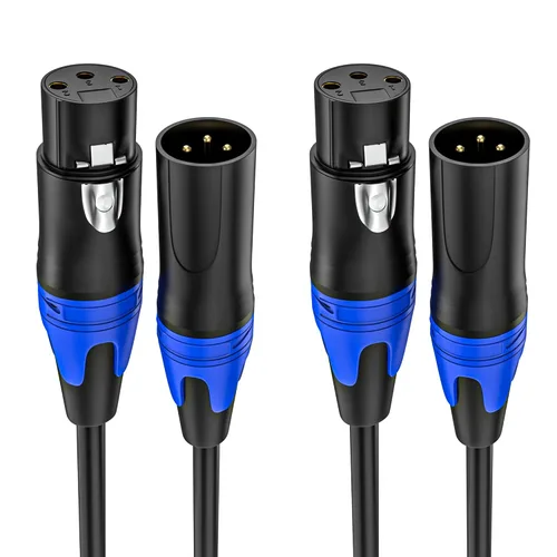 Vista 8 de Paquete de 2 cables XLR macho a hembra de 10 pies, cable de micrófono profesional equilibrado, cobre puro y blindaje dual, compatible