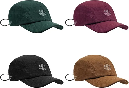 Vista 6 de CLAPE Sombreros para papá para hombre, gorra de camionero vintage sin estructurar, sombrero liso Snapback de 4 paneles, gorra de campamento