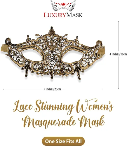 Vista 6 de Masquerade Mask For Women Lace Masquerade Masks for Masquerade Party, Proms, Venetian Party, Mardi Gras, Halloween & Cosplay