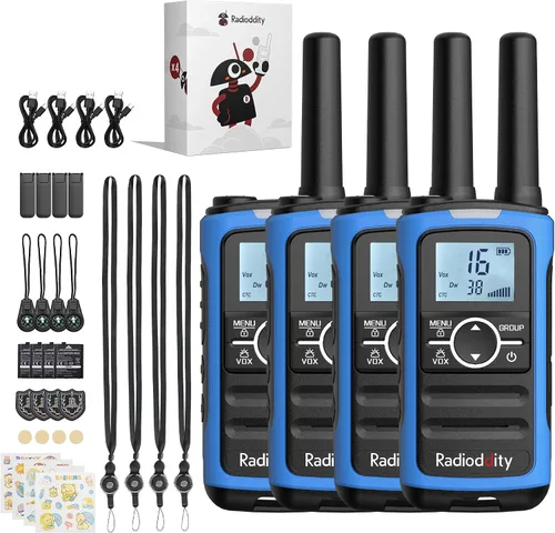 Vista 8 de Radioddity FS-T8 Walkie Talkies para adultos y niños recargables, radio bidireccional sin licencia FRS de largo alcance con llamadas grupales, VOX