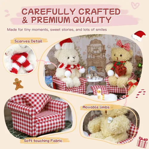Vista 5 de iLAND Regalo de cumpleaños para niñas 6-8 Mini Teddy Bear Doll Playset CPC