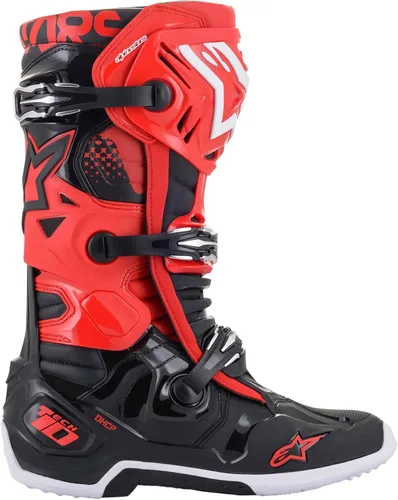 Vista 13 de Alpinestars Botas Tech 10 para hombre, Negro/Rojo Fluo, 7