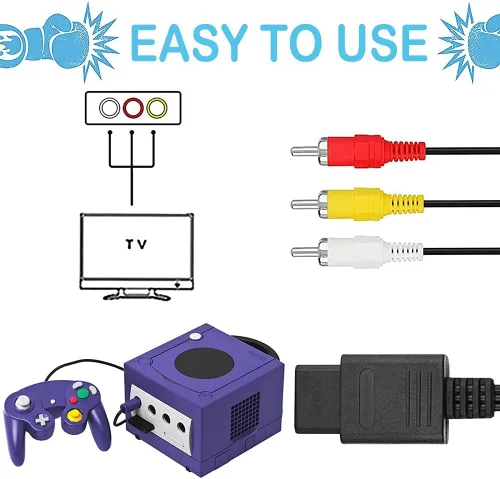 Vista 6 de Fuente de alimentación de CA para Gamecube cable compuesto AV compatible con consola Gamecube NGC