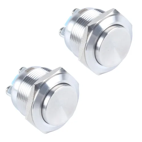 Vista 15 de Paquete de 2 interruptores de botón momentáneos de metal de 0.630 in, impermeables, IP66, terminales de tornillo antivandálicos de 12 V, 24 V, 36 V