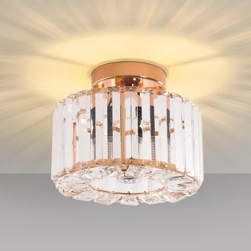 Vista 11 de FRIDEKO HOME Paquete de 2 Luces de Techo Semi Empotradas - Pequeña Lámpara de Araña de Cristal para Pasillo con Jaula de Metal Negro, Accesorio
