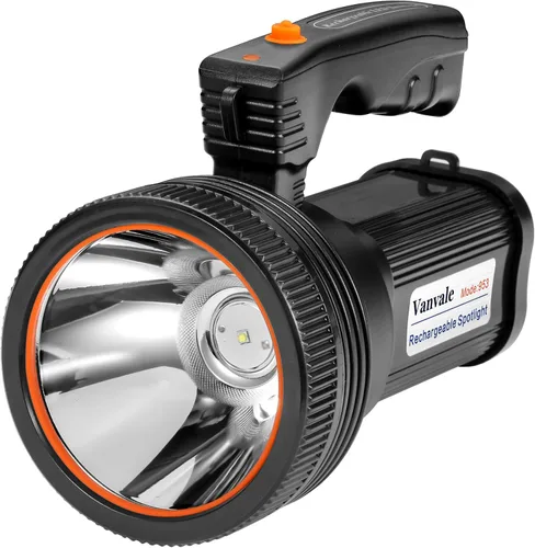 Vista 9 de Linterna Táctica LED Recargable de Mano con Mango Reflector de Alta Potencia Súper Brillante con Salida USB (Plateado)