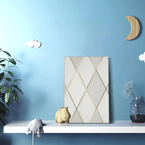 Vista 6 de Lienzo decorativo para pared, cuadros personalizados, perfil geométrico, marfil, dorado, cuadros de pared, arte moderno, lienzo enmarcado, póster