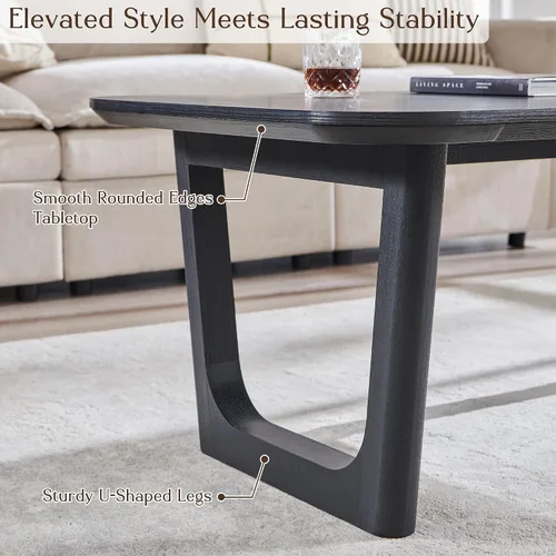 Vista 5 de ACCOHOHO Mesa auxiliar moderna de mediados de siglo para sala de estar, mesa auxiliar rectangular grande de madera de 51.2 pulgadas con patas