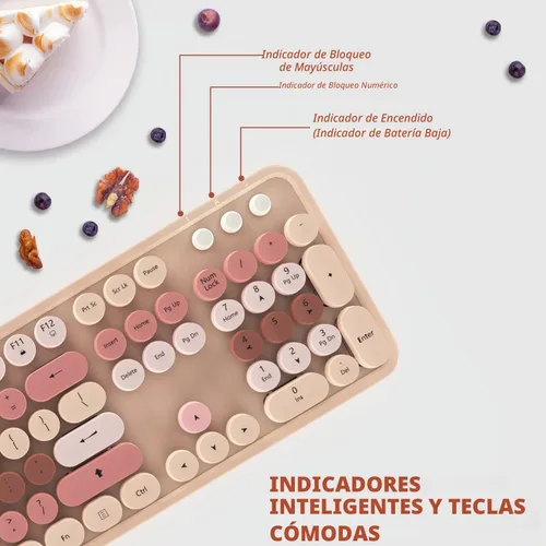 Vista 3 de Combo de teclado y mouse inalámbricos colorido - Teclado inalámbrico de 104 teclas con almohadilla numérica para PC Windows, portátil, laptop