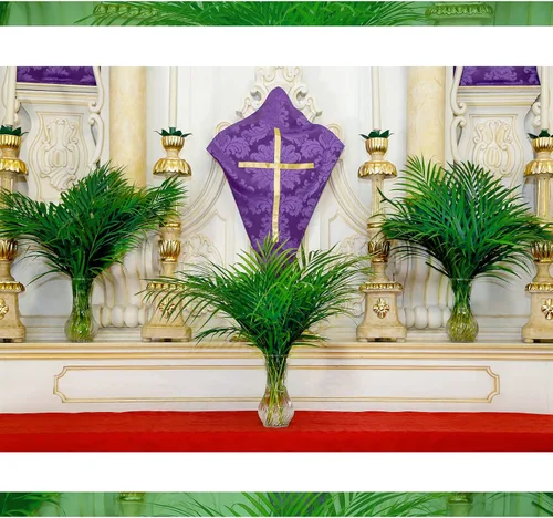 Vista 5 de Jexine 100 hojas de palma de Pascua para el domingo de Ramos, ramas artificiales falsas, tallos de árbol, plantas grandes de vegetación sintética