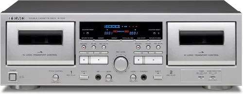 Vista 5 de TEAC W-1200B Doble cubierta de casete con grabadora con control de tono USB, entrada de micrófono para karaoke y control remoto Negro