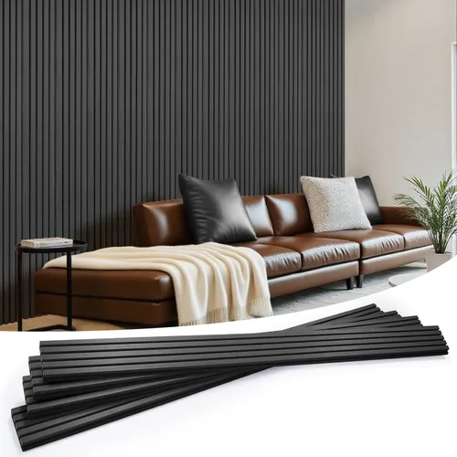 Vista 9 de Paneles de pared de madera acústica de 47.6 x 23.6 pulgadas, paneles de madera a prueba de sonido para paredes, panel acanalado 3D para decoración