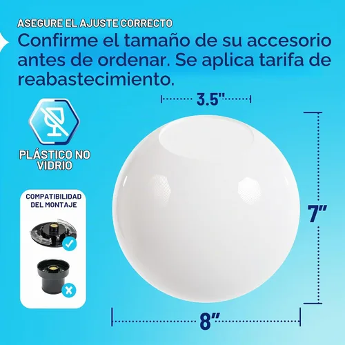 Vista 2 de KastLite Globo de poste de lámpara de acrílico transparente de 8 pulgadas, textura suave con apertura sin cuello de 3.5 pulgadas, fabricado