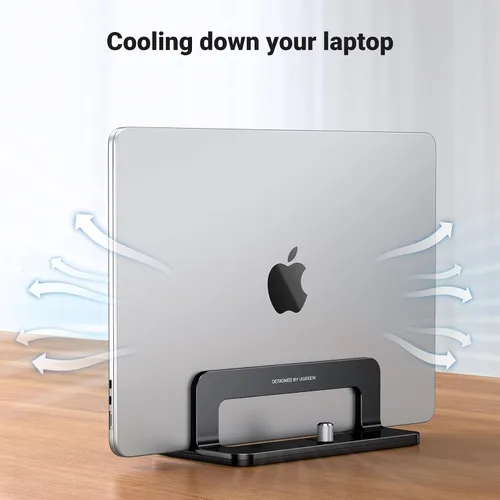 Vista 7 de UGREEN Soporte vertical para laptop para escritorio compatible con MacBook Pro, MacBook Air, soporte vertical de aluminio ajustable para portátiles