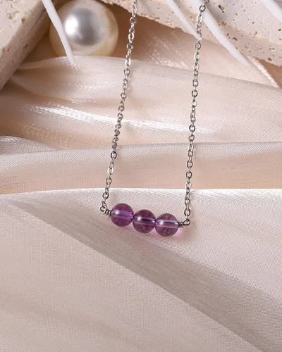 Vista 2 de Metzakka Sterling Silver Birthstone Choker Necklace, Handmade with 3 Dainty Real Healing Birthstone for Women Birthday Gifts