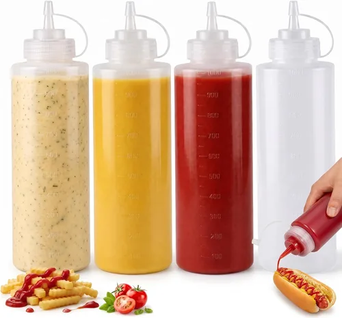 Vista 11 de OAMCEG Botellas exprimibles de condimentos de 8 onzas, paquete de 4